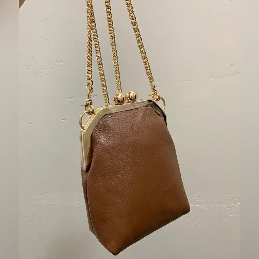Handmade Genuine Leather Purse/Push Lock Crossbody/Shoulder bag